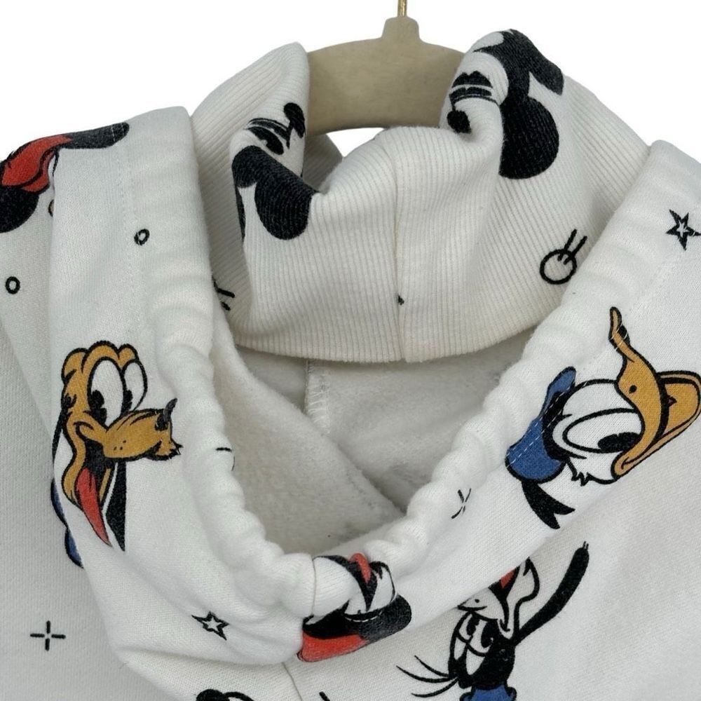 Disney Mickey Mouse &‎ Friends Cropped Turtleneck Hoodie Sweatshirt Medium - Picture 7 of 9